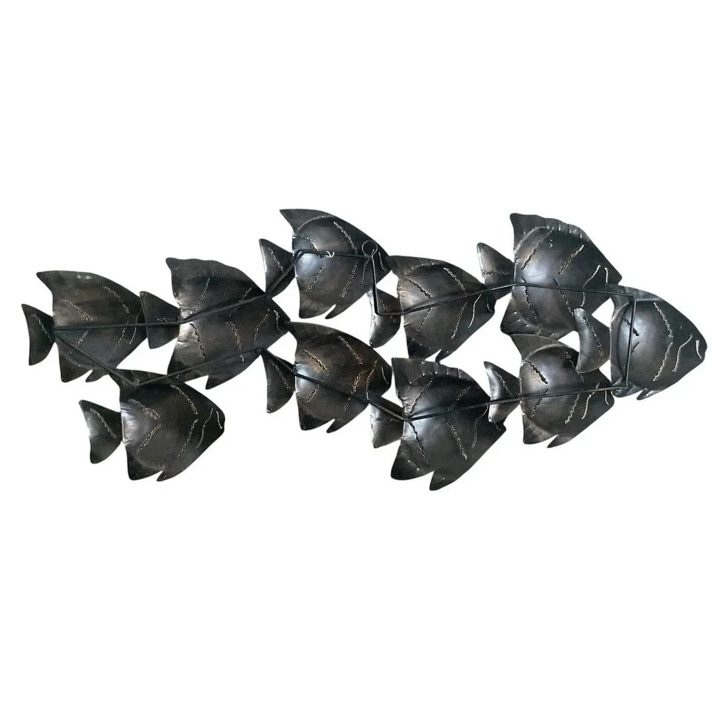 School Of Blue Silver Metal Wall Art  Suitable for Indoor‎ and Outdoor Use 26.5